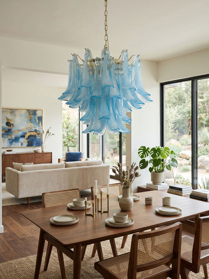 Azure Drift Glass Chandelier - Elegant Design, Adjustable Height, LED