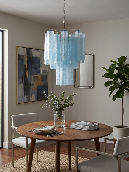 Azzura Modern Glass Chandelier with Adjustable Height and LED Lighting