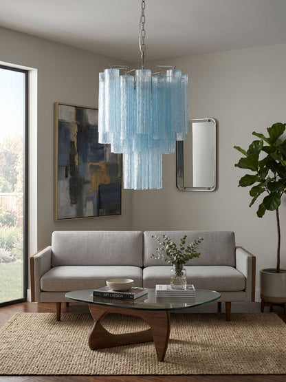 Azzura Modern Glass Chandelier with Adjustable Height and LED Lighting