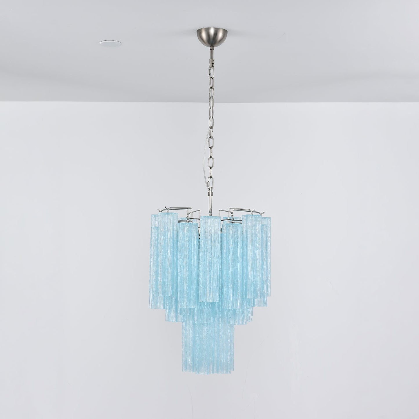 Azzura Modern Glass Chandelier with Adjustable Height and LED Lighting