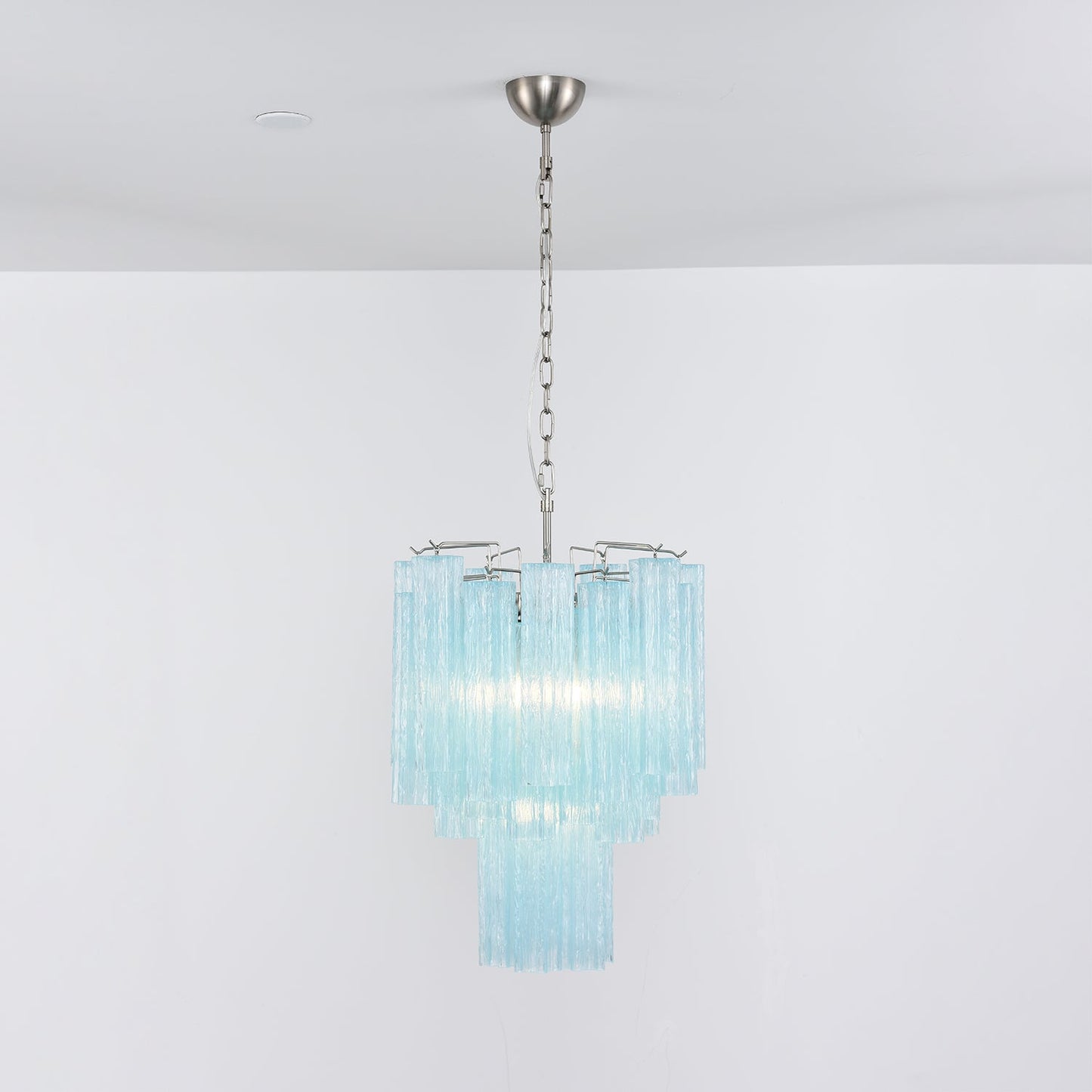Azzura Modern Glass Chandelier with Adjustable Height and LED Lighting