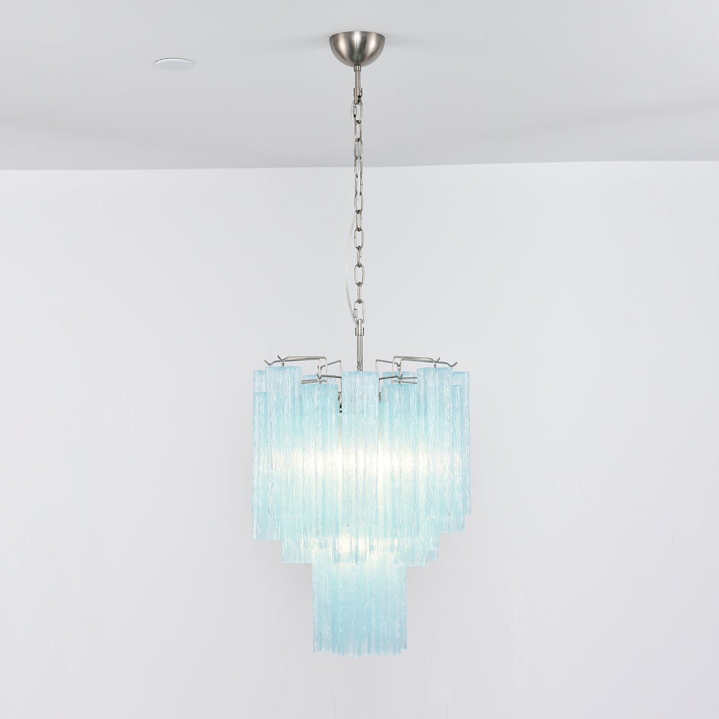 Azzura Modern Glass Chandelier with Adjustable Height and LED Lighting