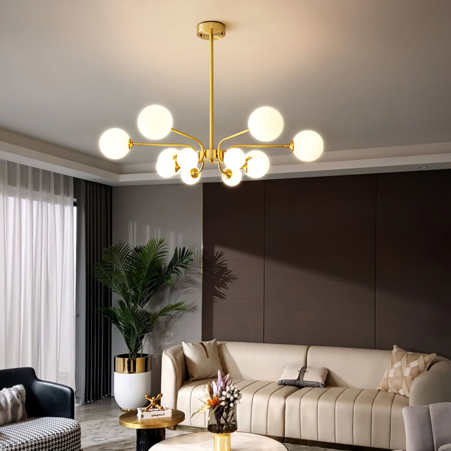 Elegant Balloon Ball Chandelier - Adjustable Height, Energy Efficient