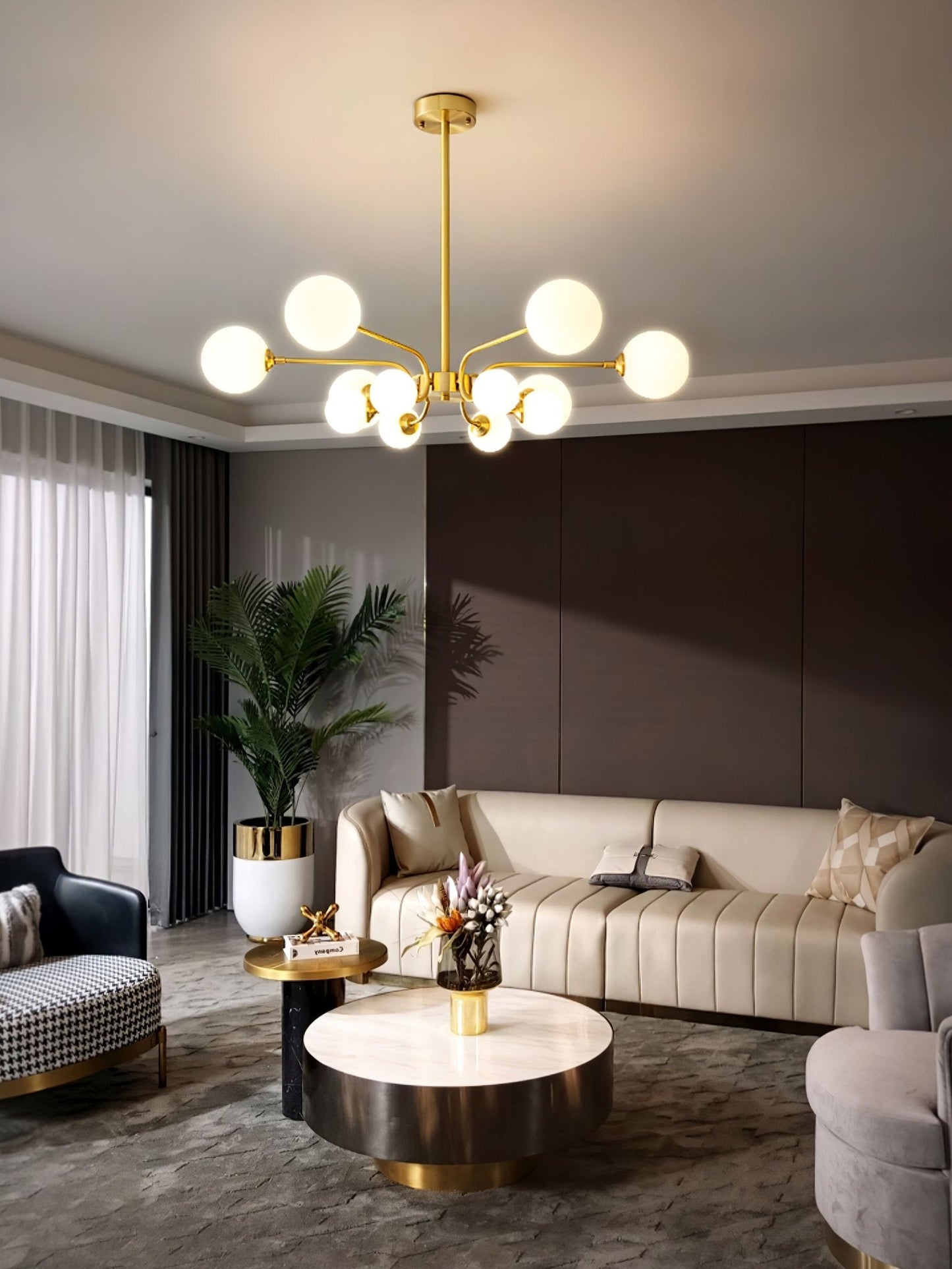 Elegant Balloon Ball Chandelier - Adjustable Height, Energy Efficient