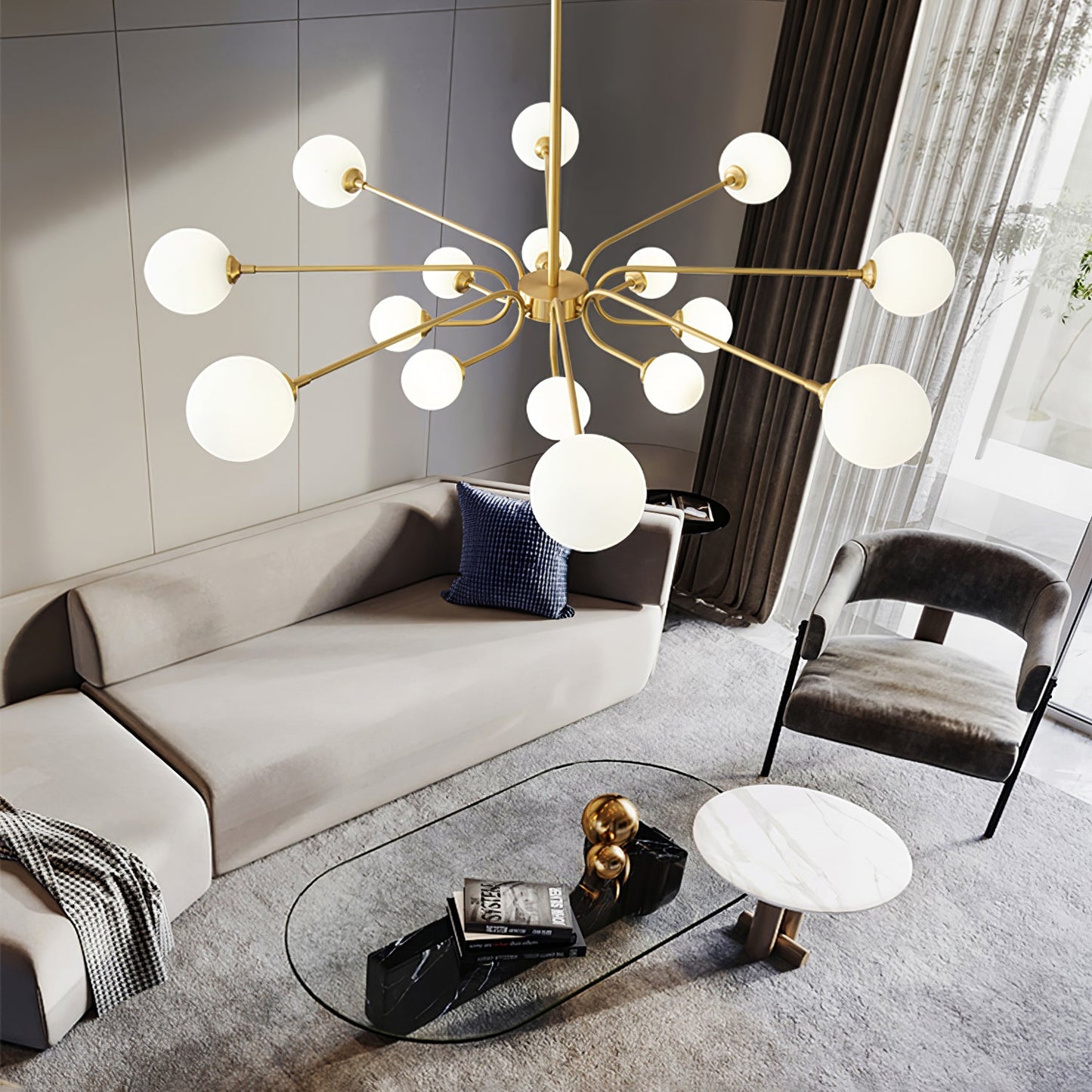 Elegant Balloon Ball Chandelier - Adjustable Height, Energy Efficient