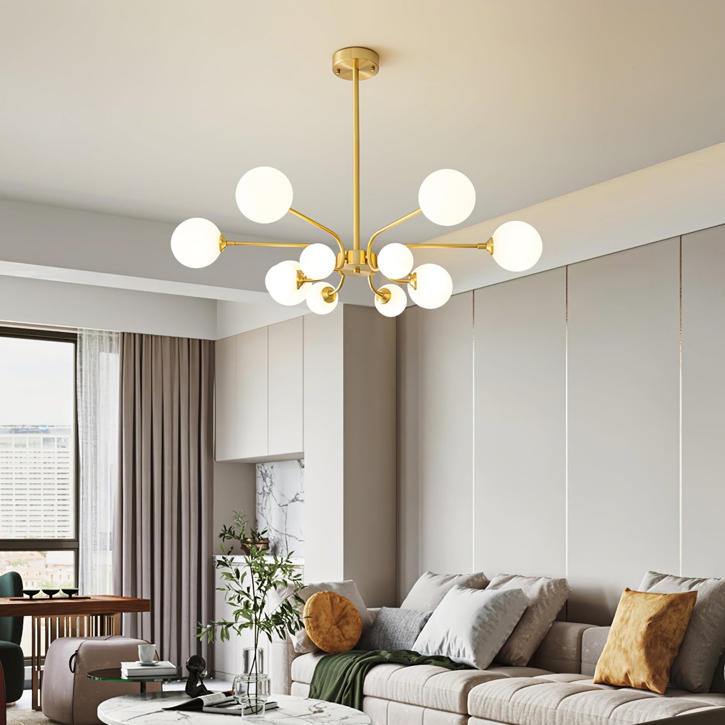 Elegant Balloon Ball Chandelier - Adjustable Height, Energy Efficient