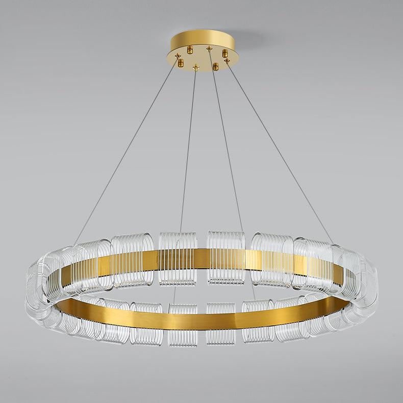 Elegant Bangle Chandelier - Dimmable LED, Adjustable Height Lighting