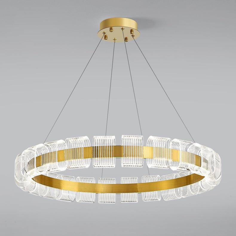 Elegant Bangle Chandelier - Dimmable LED, Adjustable Height Lighting