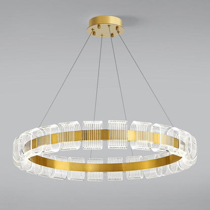 Elegant Bangle Chandelier - Dimmable LED, Adjustable Height Lighting