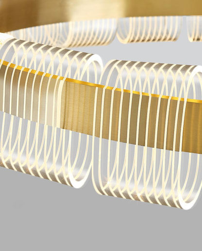 Elegant Bangle Chandelier - Dimmable LED, Adjustable Height Lighting