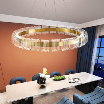 Elegant Bangle Chandelier - Dimmable LED, Adjustable Height Lighting