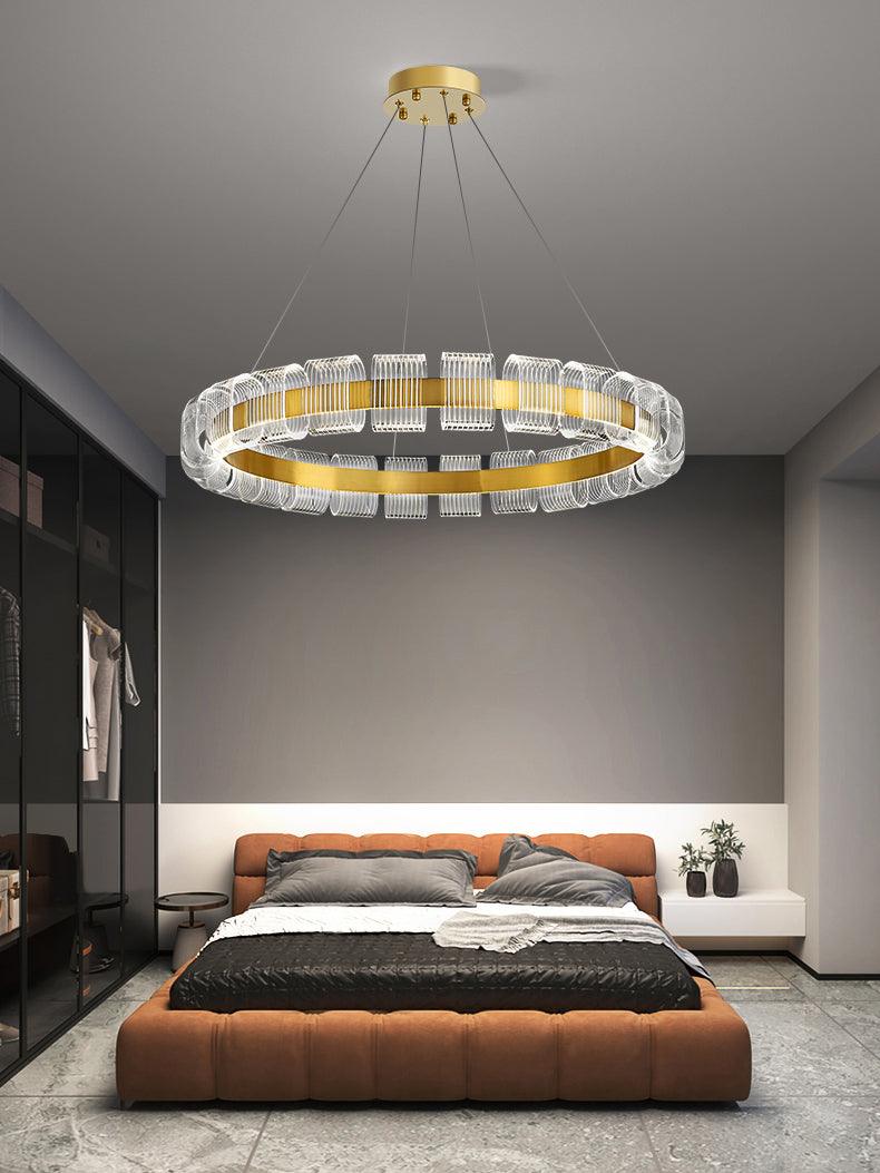 Elegant Bangle Chandelier - Dimmable LED, Adjustable Height Lighting