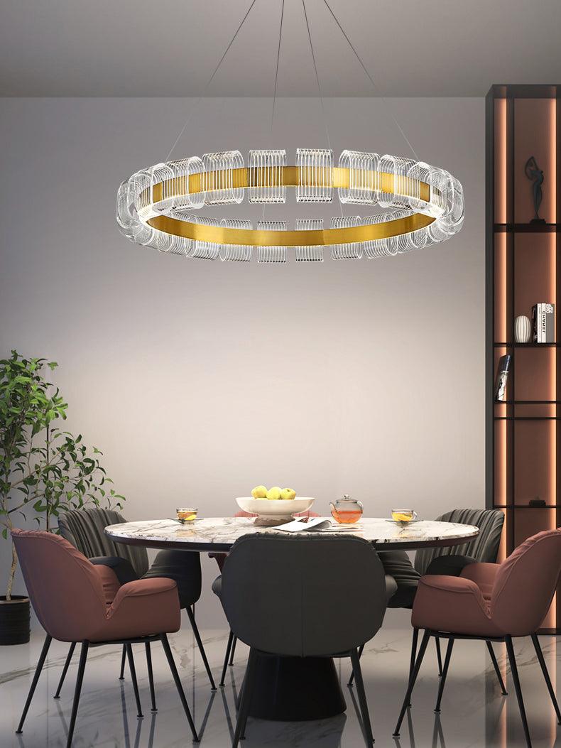 Elegant Bangle Chandelier - Dimmable LED, Adjustable Height Lighting