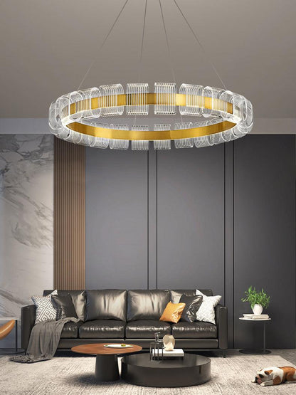 Elegant Bangle Chandelier - Dimmable LED, Adjustable Height Lighting