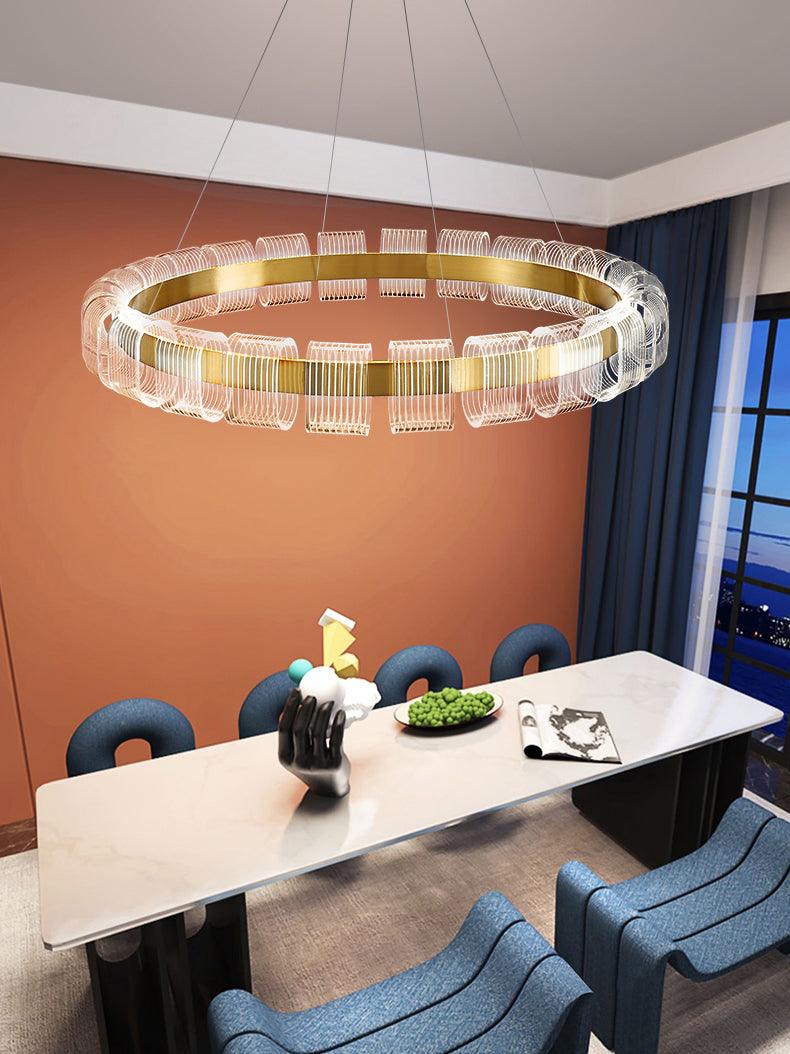 Elegant Bangle Chandelier - Dimmable LED, Adjustable Height Lighting