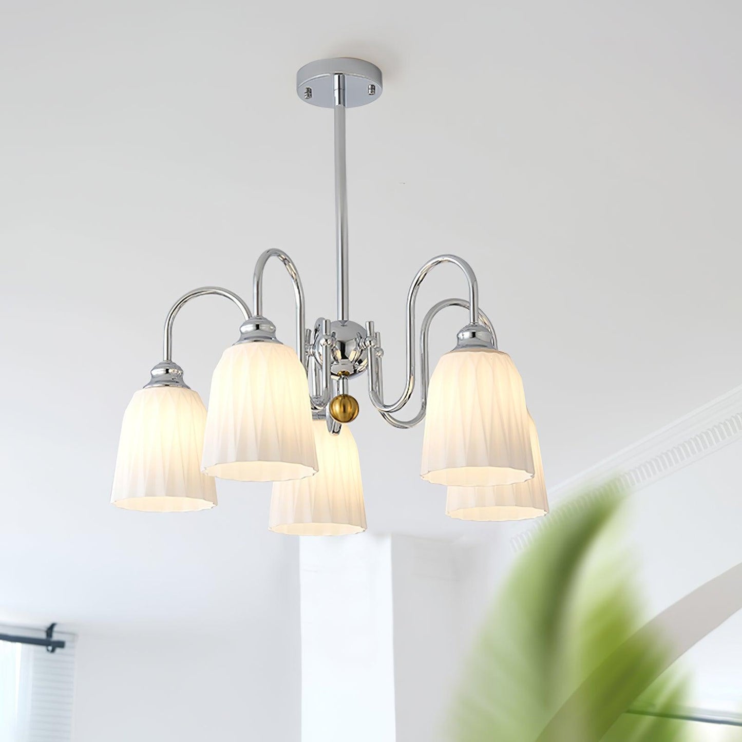 Bauhaus Pleated Chandelier - Elegant Design with Adjustable Height & L