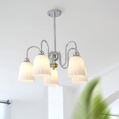 Bauhaus Pleated Chandelier - Elegant Design with Adjustable Height & L