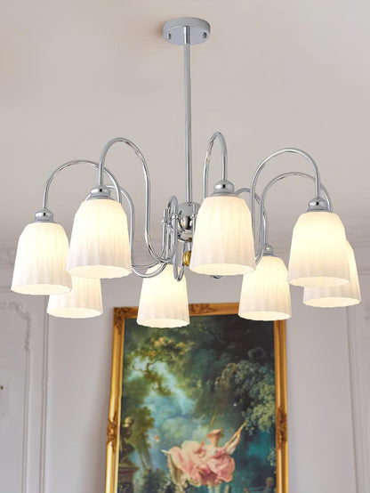 Bauhaus Pleated Chandelier - Elegant Design with Adjustable Height & L