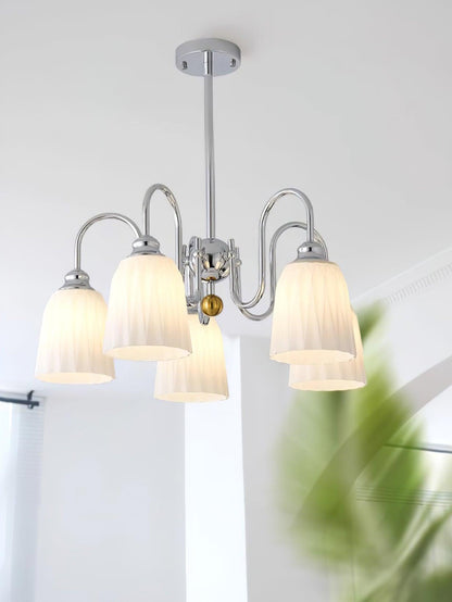 Bauhaus Pleated Chandelier - Elegant Design with Adjustable Height & L
