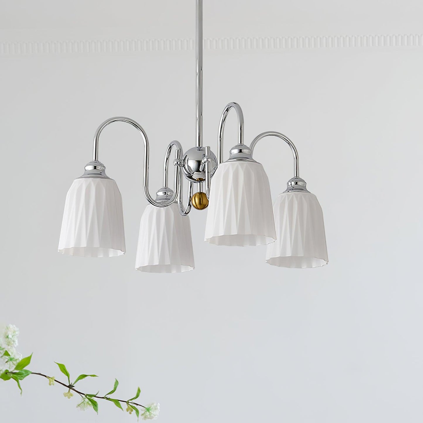 Bauhaus Pleated Chandelier - Elegant Design with Adjustable Height & L