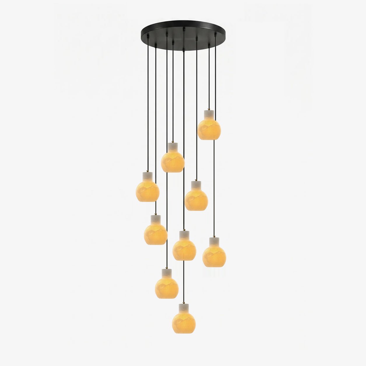 Elegant Alabaster Cluster Chandelier with Adjustable Height & LED Comp