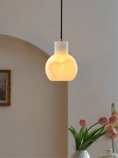 Elegant Alabaster Cluster Chandelier with Adjustable Height & LED Comp
