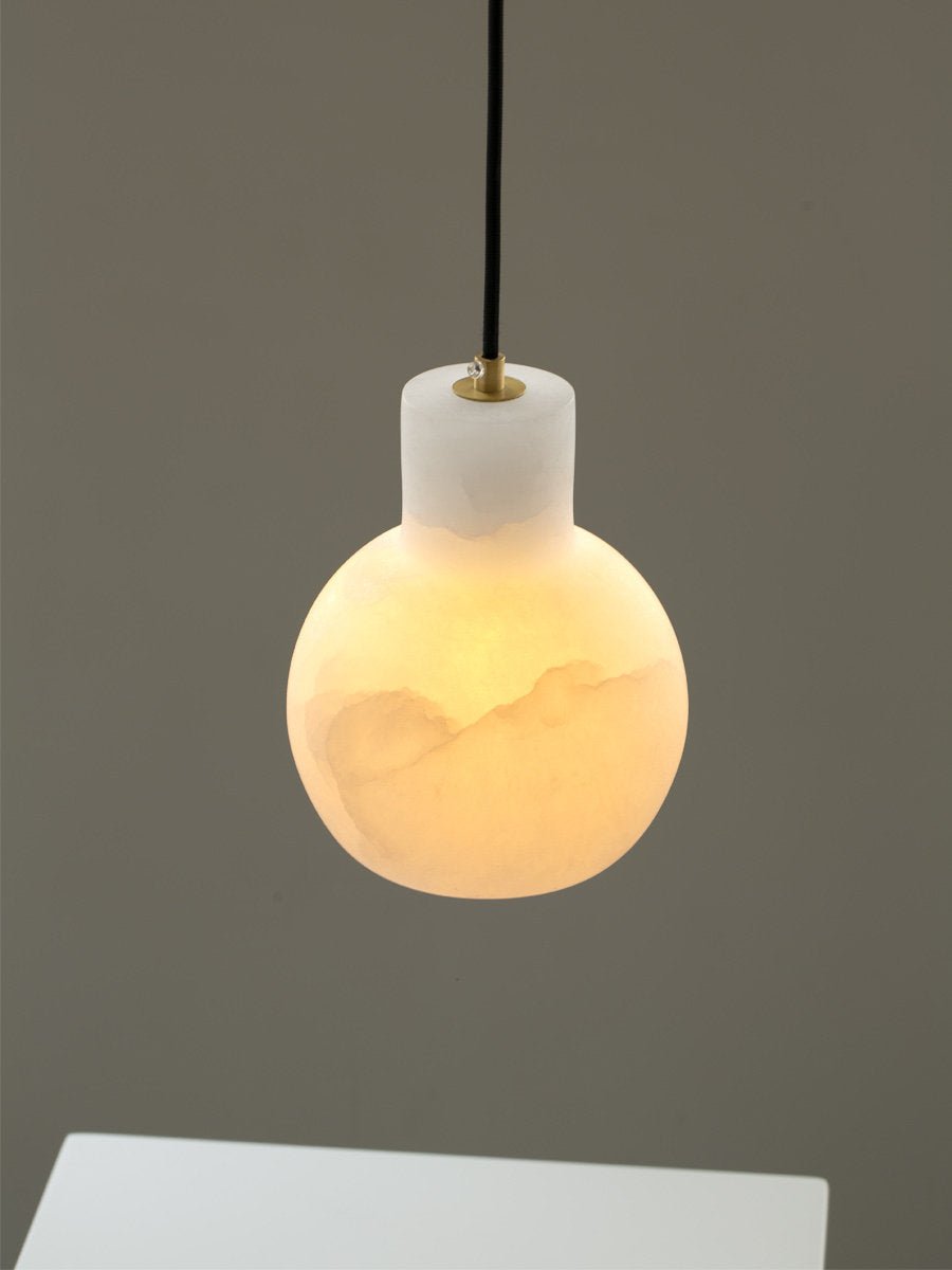 Elegant Alabaster Cluster Chandelier with Adjustable Height & LED Comp