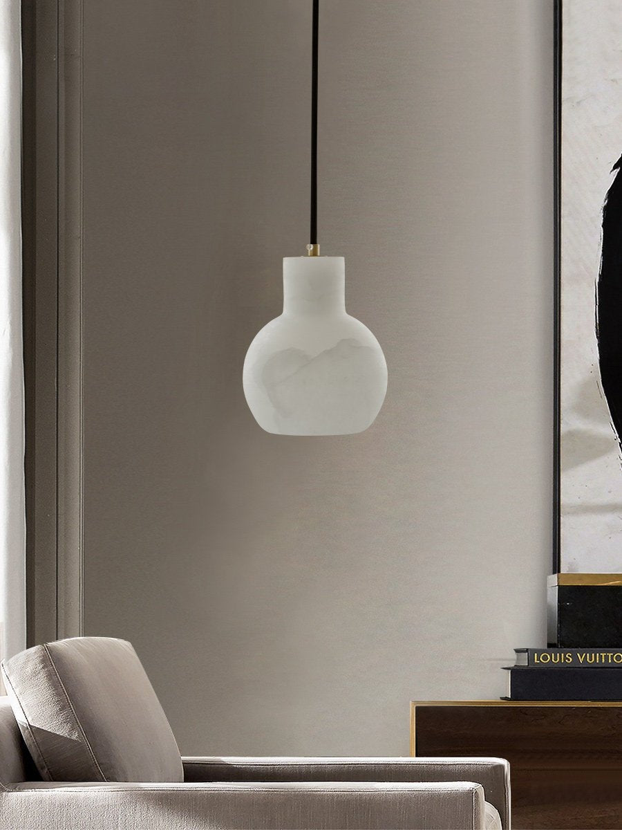 Elegant Alabaster Cluster Chandelier with Adjustable Height & LED Comp