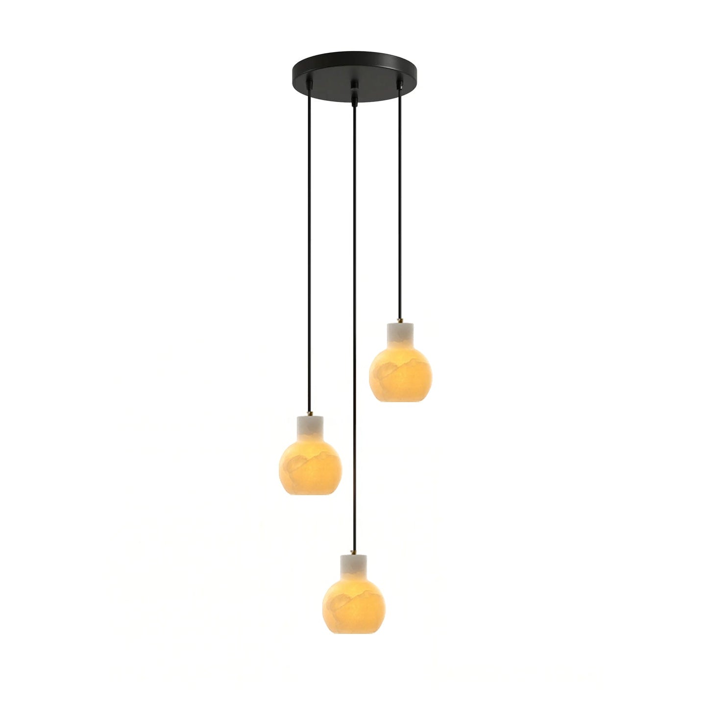 Elegant Alabaster Cluster Chandelier with Adjustable Height & LED Comp