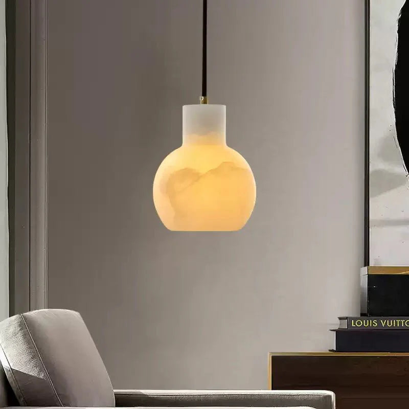 Elegant Alabaster Cluster Chandelier with Adjustable Height & LED Comp
