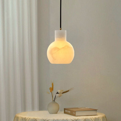 Elegant Alabaster Cluster Chandelier with Adjustable Height & LED Comp