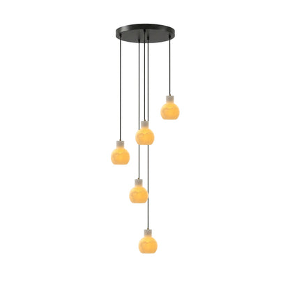 Elegant Alabaster Cluster Chandelier with Adjustable Height & LED Comp