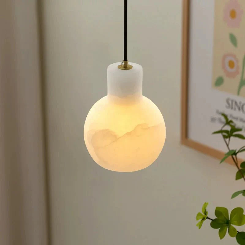 Elegant Alabaster Cluster Chandelier with Adjustable Height & LED Comp