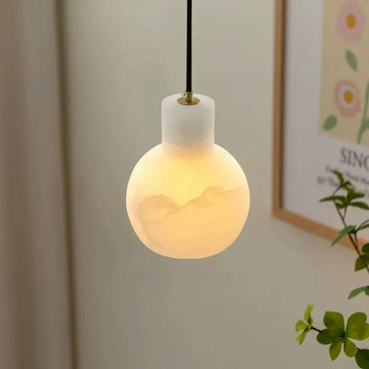Elegant Alabaster Cluster Chandelier with Adjustable Height & LED Comp