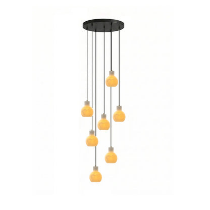 Elegant Alabaster Cluster Chandelier with Adjustable Height & LED Comp