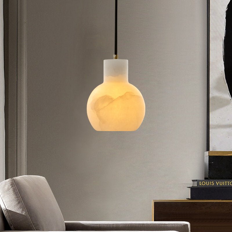 Elegant Alabaster Cluster Chandelier with Adjustable Height & LED Comp