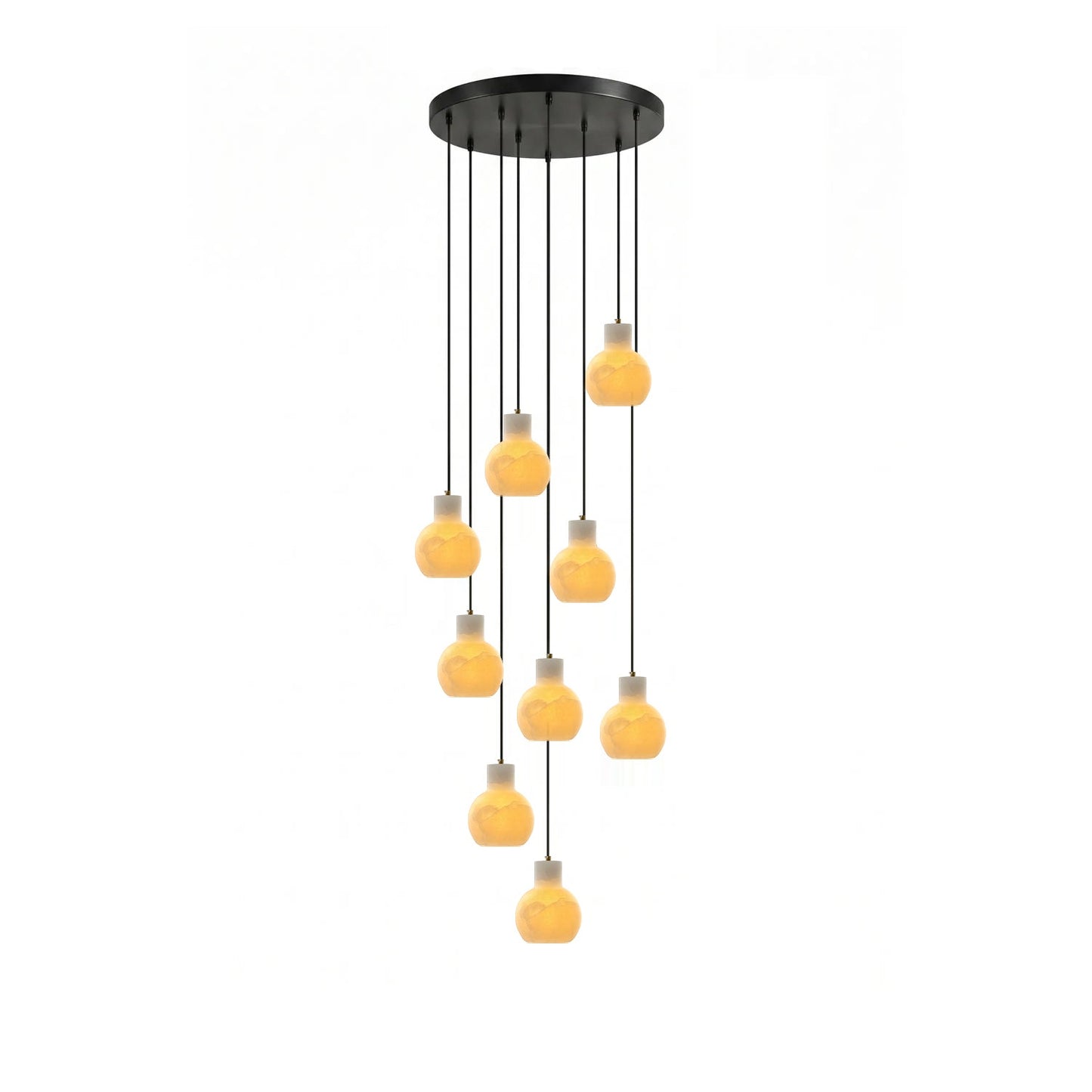 Elegant Alabaster Cluster Chandelier with Adjustable Height & LED Comp