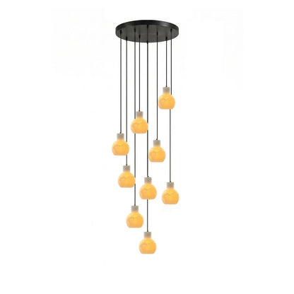 Elegant Alabaster Cluster Chandelier with Adjustable Height & LED Comp