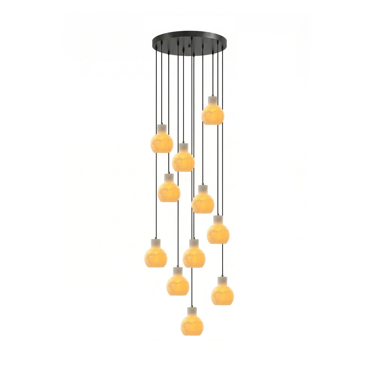 Elegant Alabaster Cluster Chandelier with Adjustable Height & LED Comp