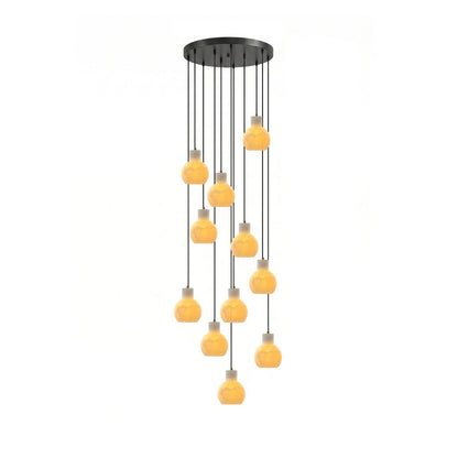 Elegant Alabaster Cluster Chandelier with Adjustable Height & LED Comp