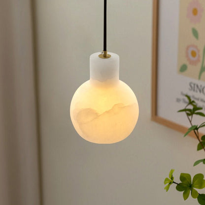 Elegant Alabaster Cluster Chandelier with Adjustable Height & LED Comp