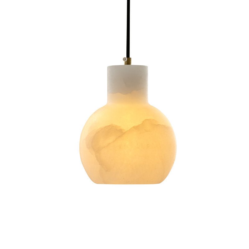 Elegant Alabaster Cluster Chandelier with Adjustable Height & LED Comp