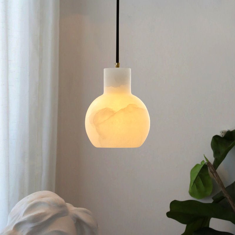 Elegant Alabaster Cluster Chandelier with Adjustable Height & LED Comp