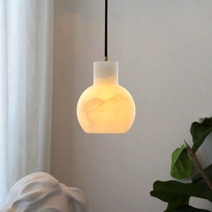 Elegant Alabaster Cluster Chandelier with Adjustable Height & LED Comp