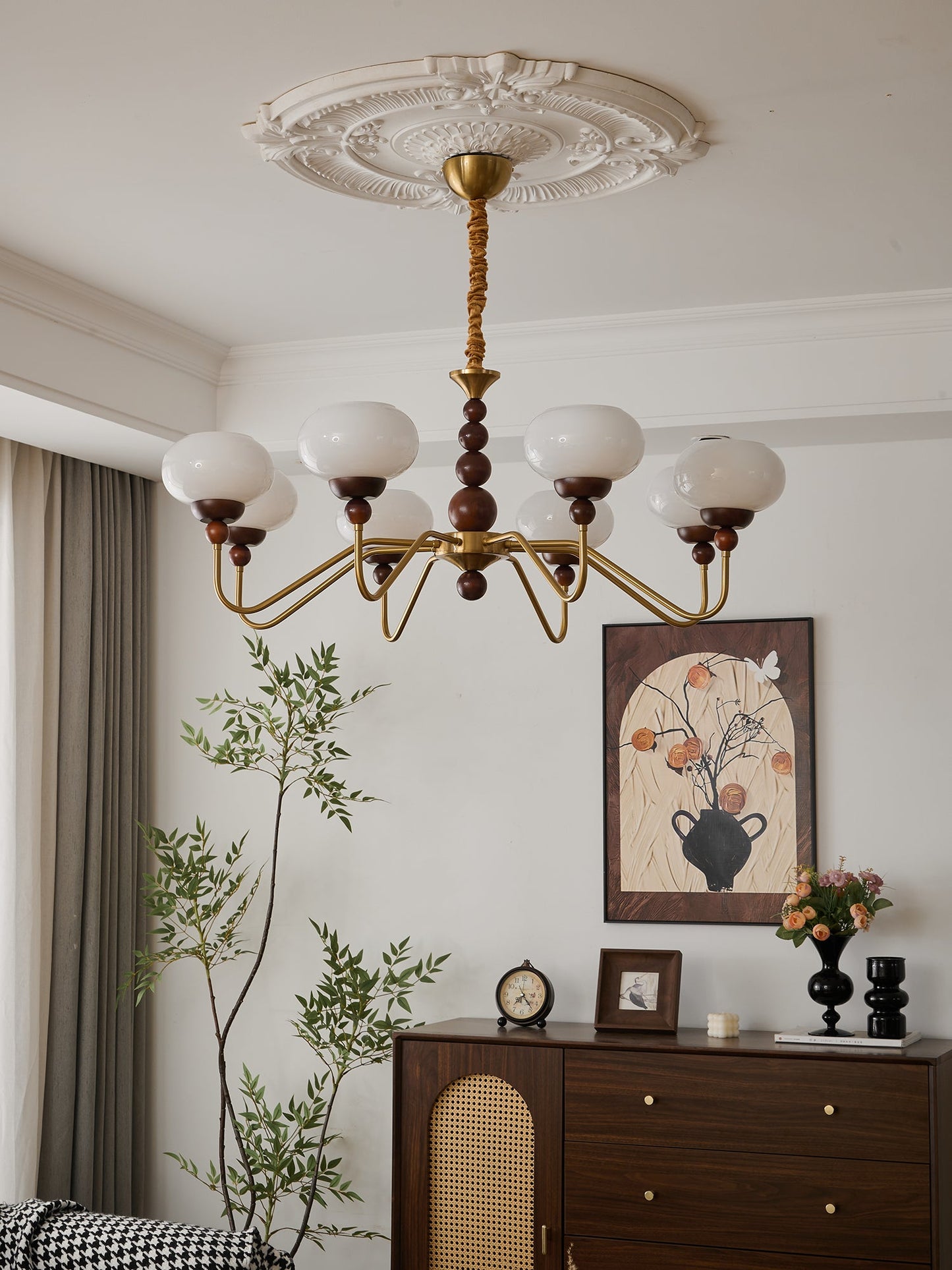 Elegant Bellini Chandelier - Crystal Accents, Adjustable Height