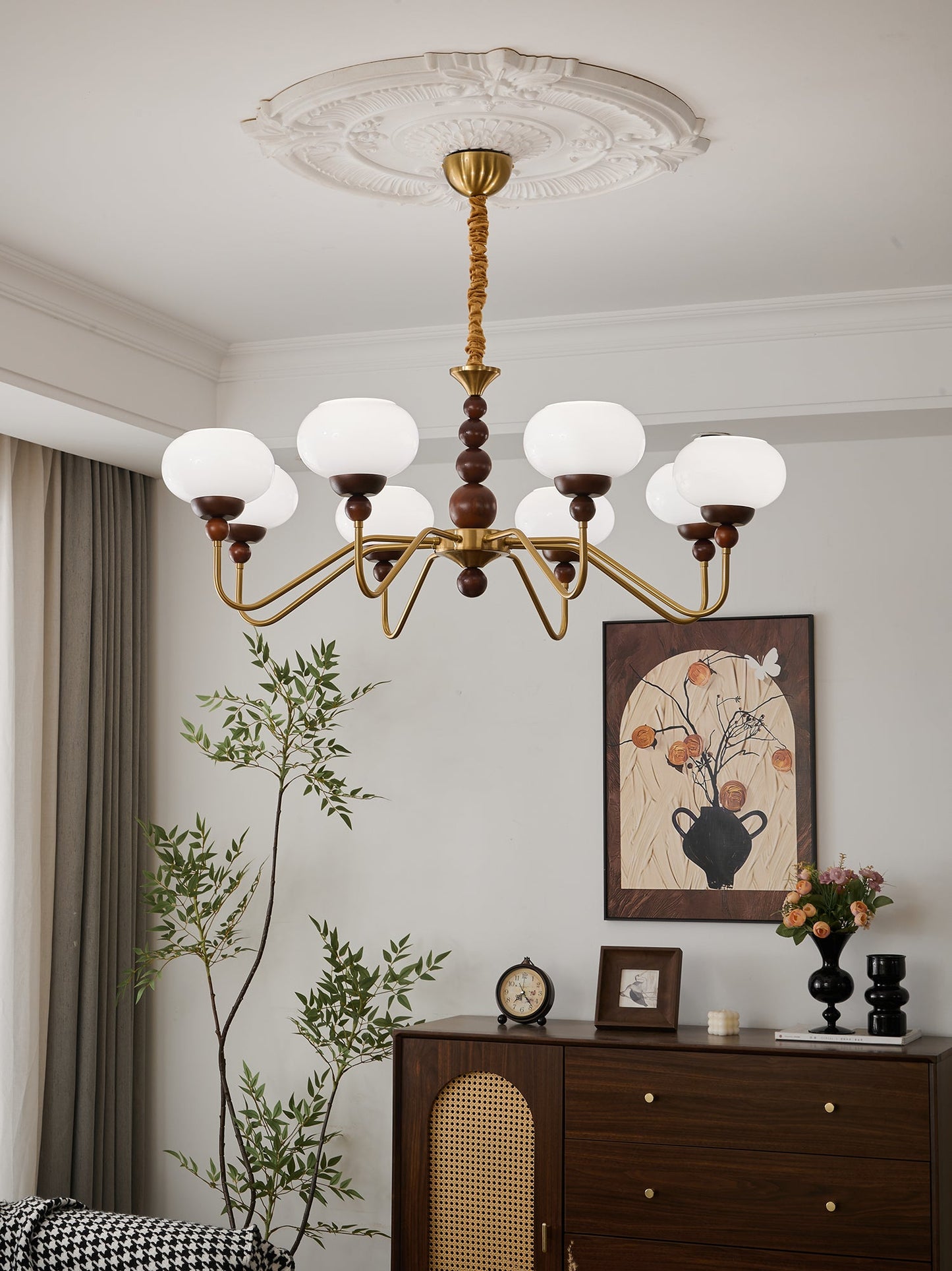 Elegant Bellini Chandelier - Crystal Accents, Adjustable Height