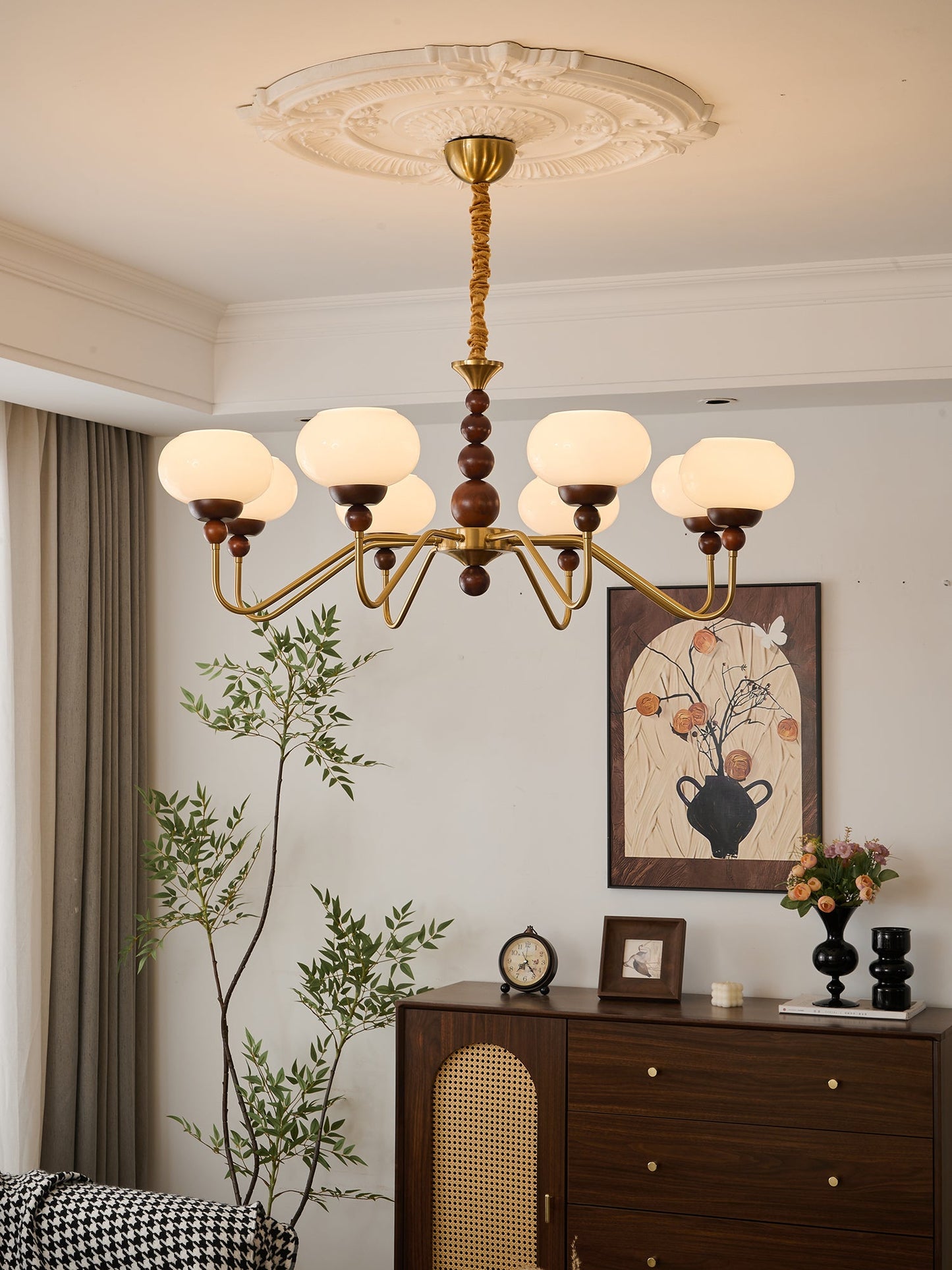 Elegant Bellini Chandelier - Crystal Accents, Adjustable Height