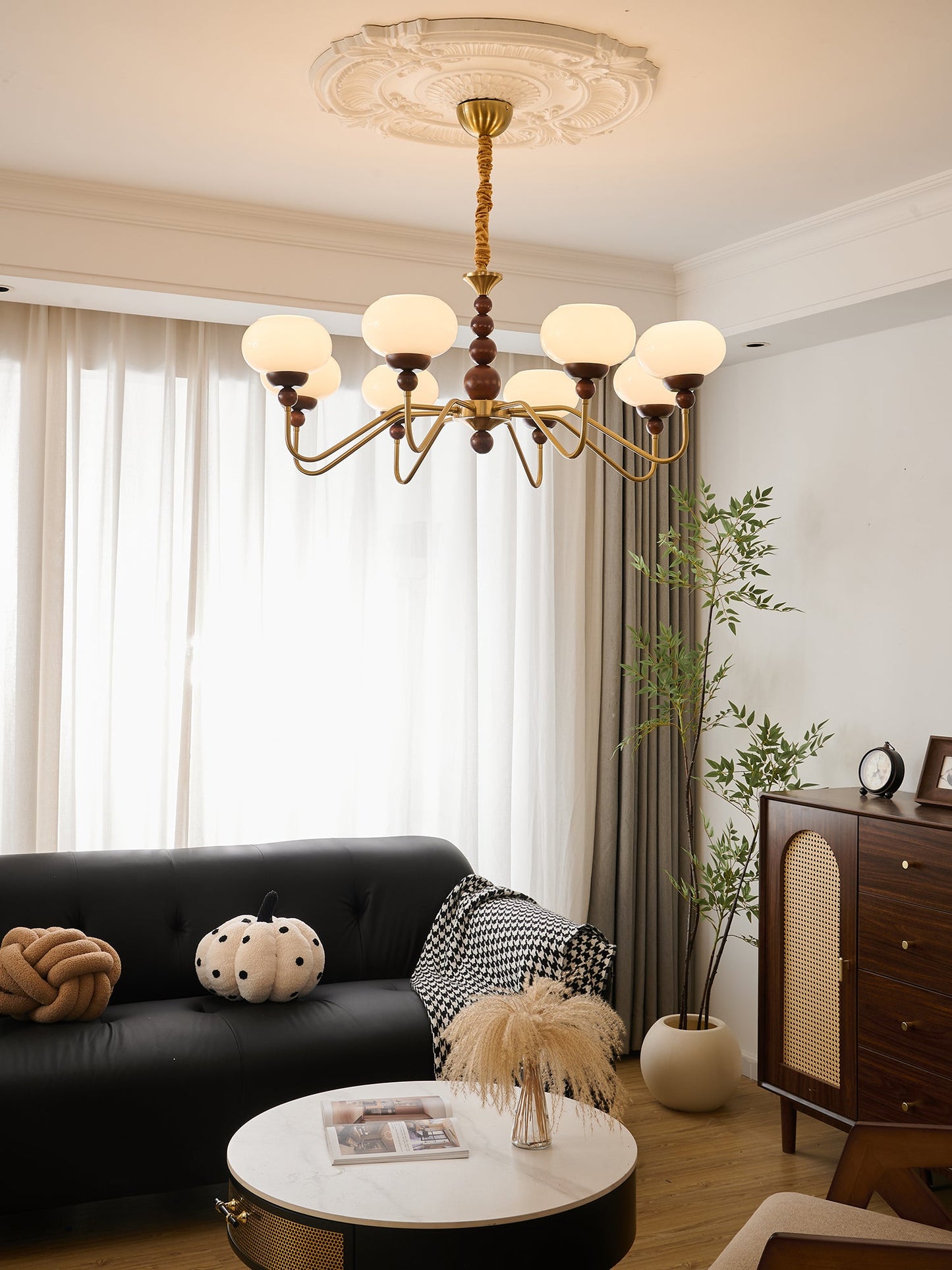 Elegant Bellini Chandelier - Crystal Accents, Adjustable Height