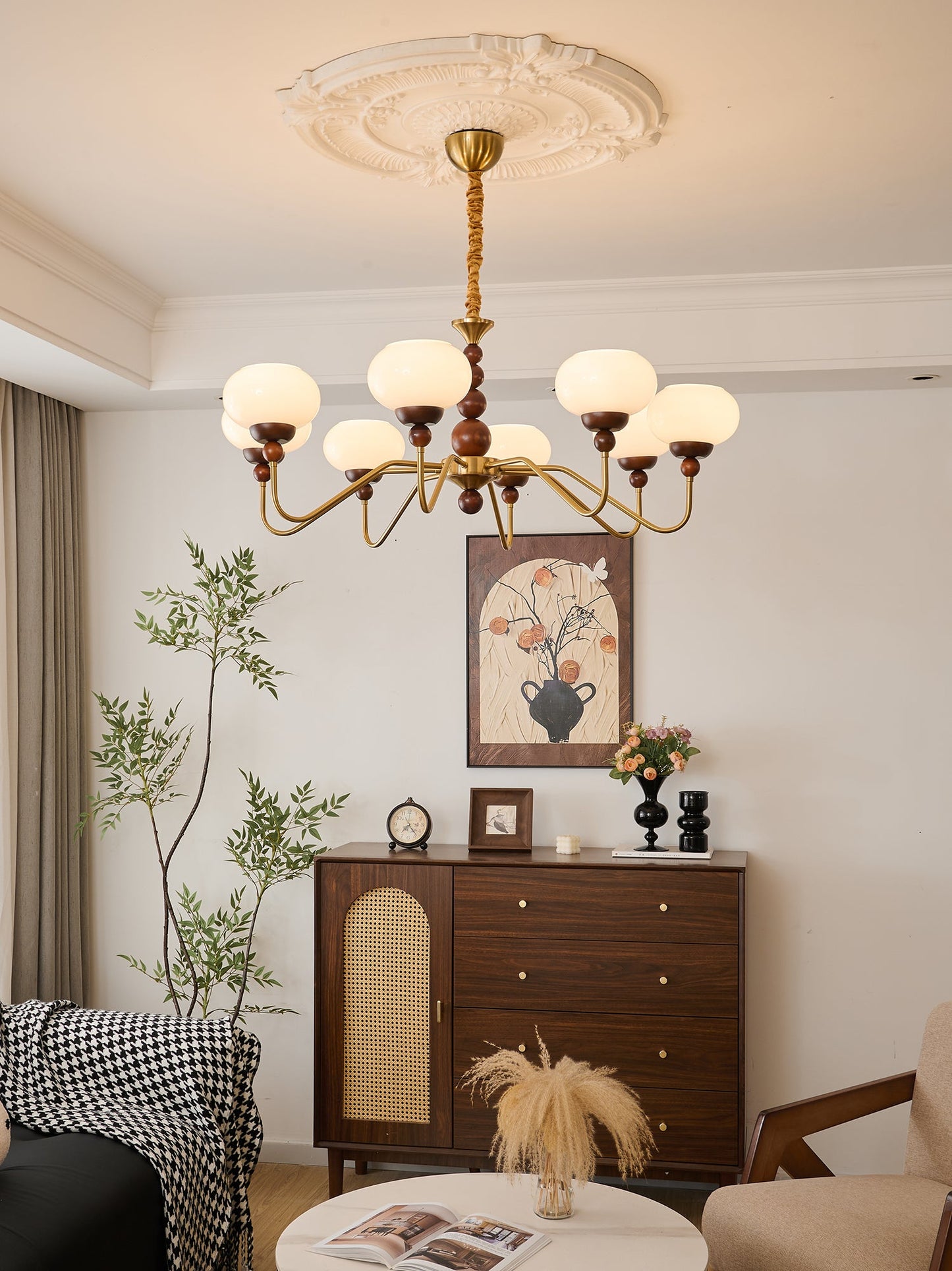 Elegant Bellini Chandelier - Crystal Accents, Adjustable Height