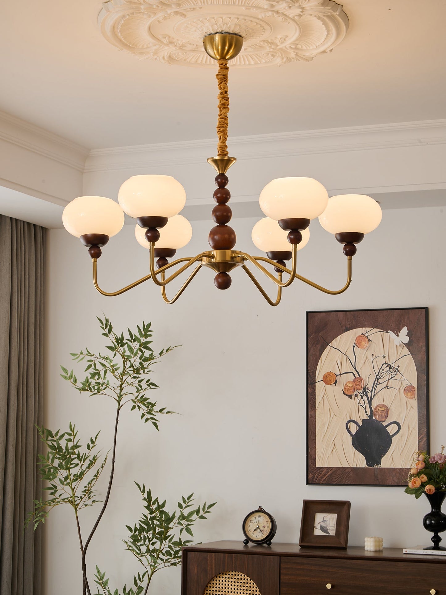 Elegant Bellini Chandelier - Crystal Accents, Adjustable Height